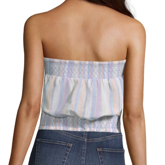 Derek Heart Tube Top Pastel Rainbow Stripe Size Large - Picture 3 of 6